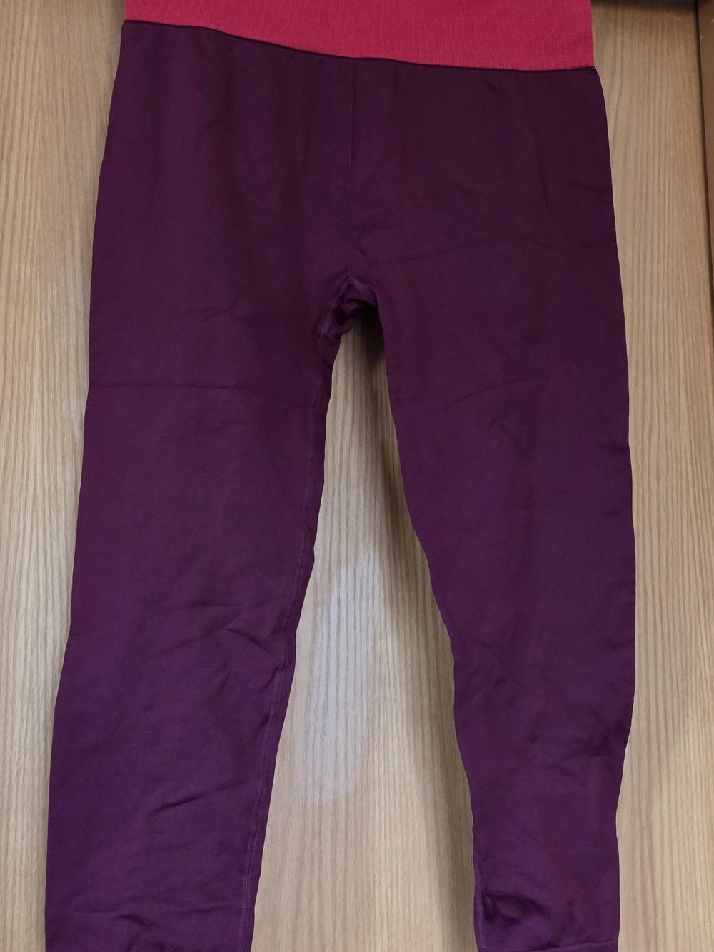 Fabletics Women's Burgundy Leggings with Red Waistband